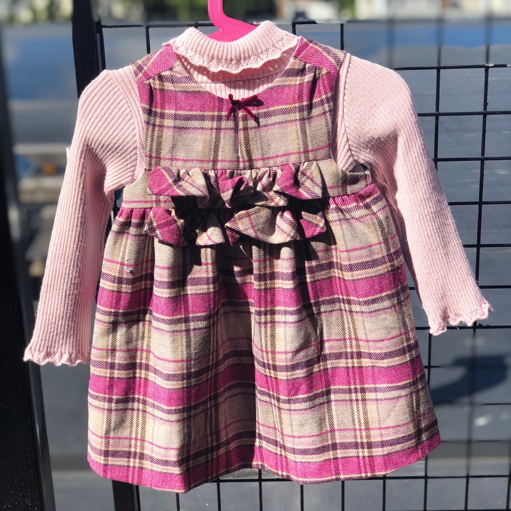 Mayoral Pink Plaid Ruffled Knit-Top Dress